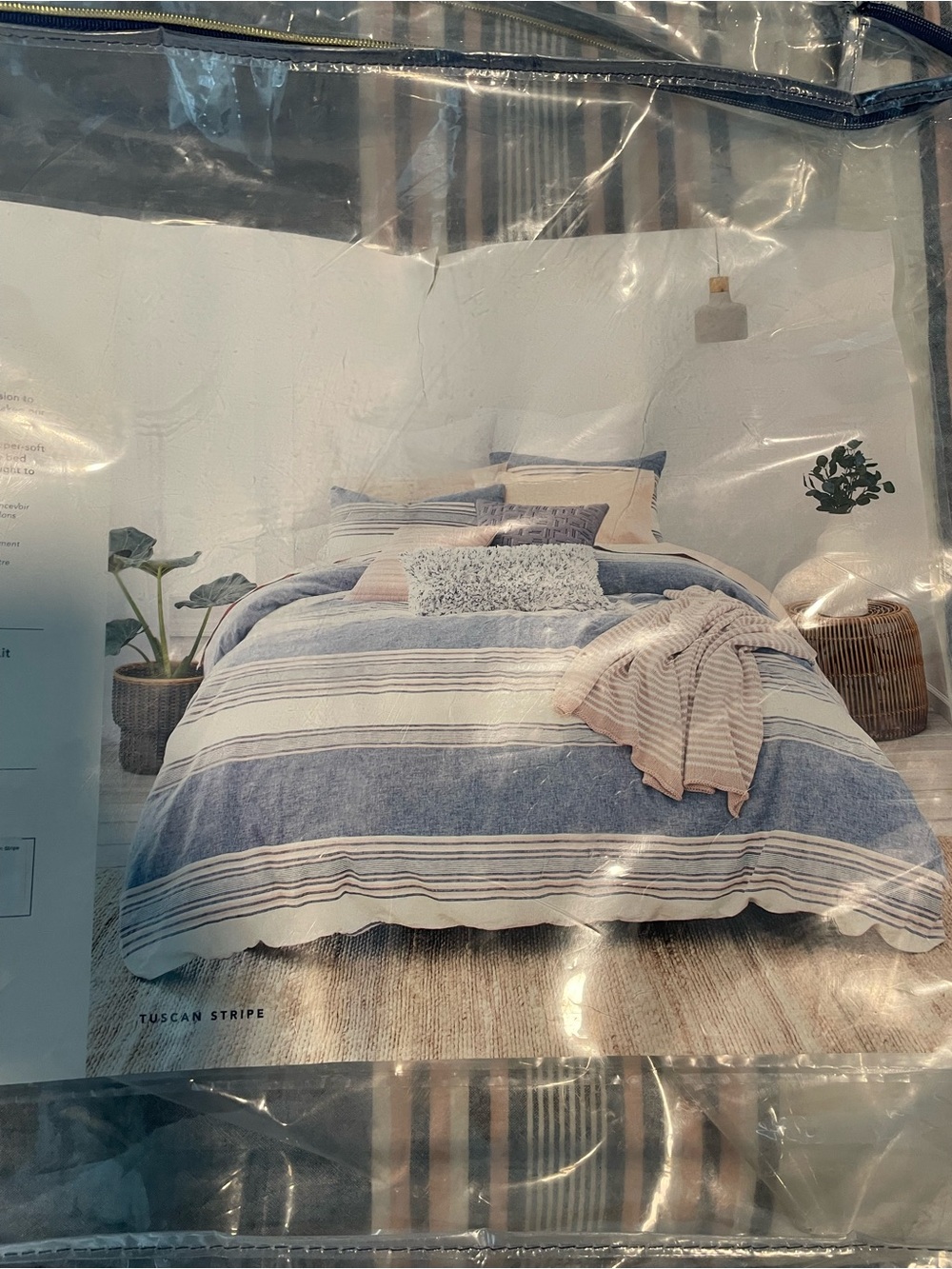 Striped Blue and White Comforter Set - Coastal Style